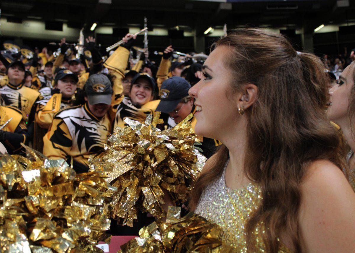 Sophia de la Garcia smiles as she witnesses the score at the Dome at America’s Center in St. Louis.