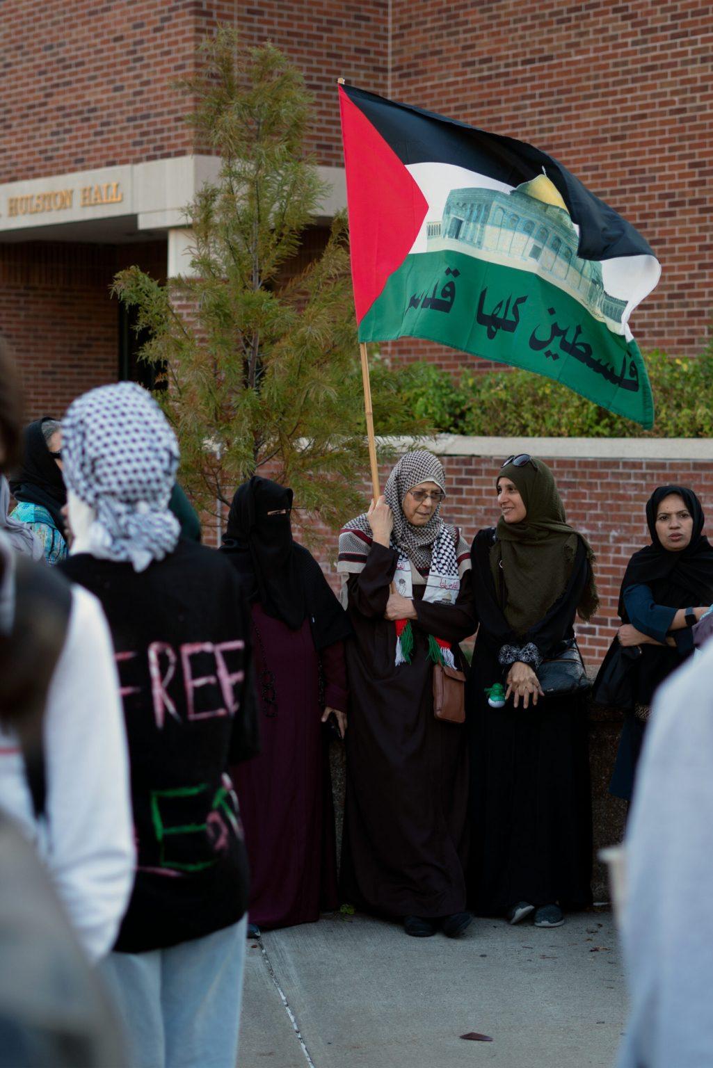 Palestinians hold flag in Speaker’s Circle