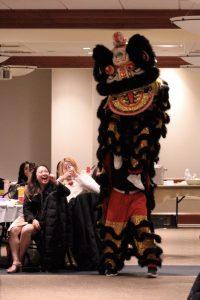 A dance team from Kansas City performs a lion dance.