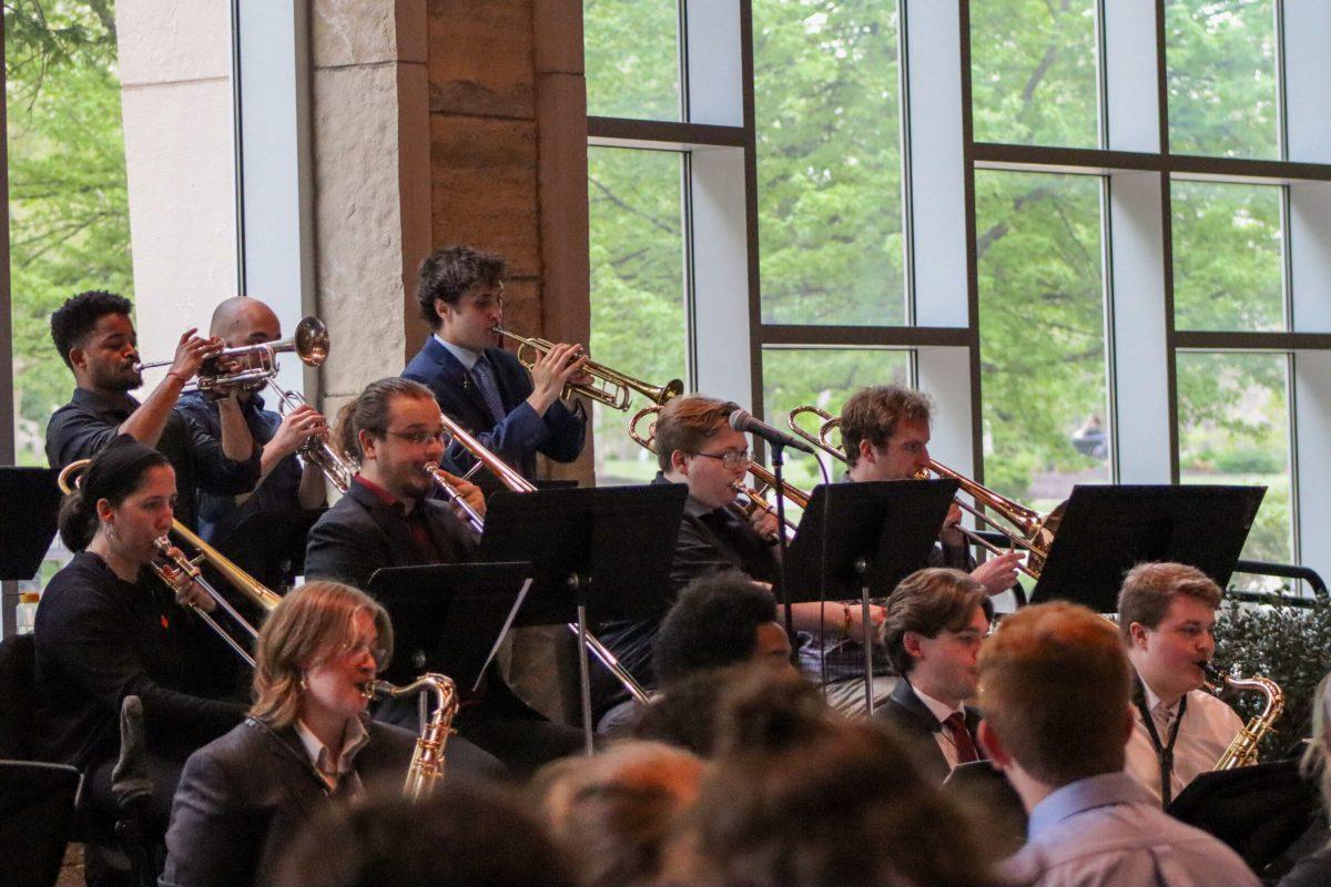 Band warms up before concert.