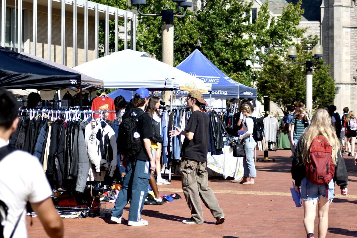 Students and vendors talking.