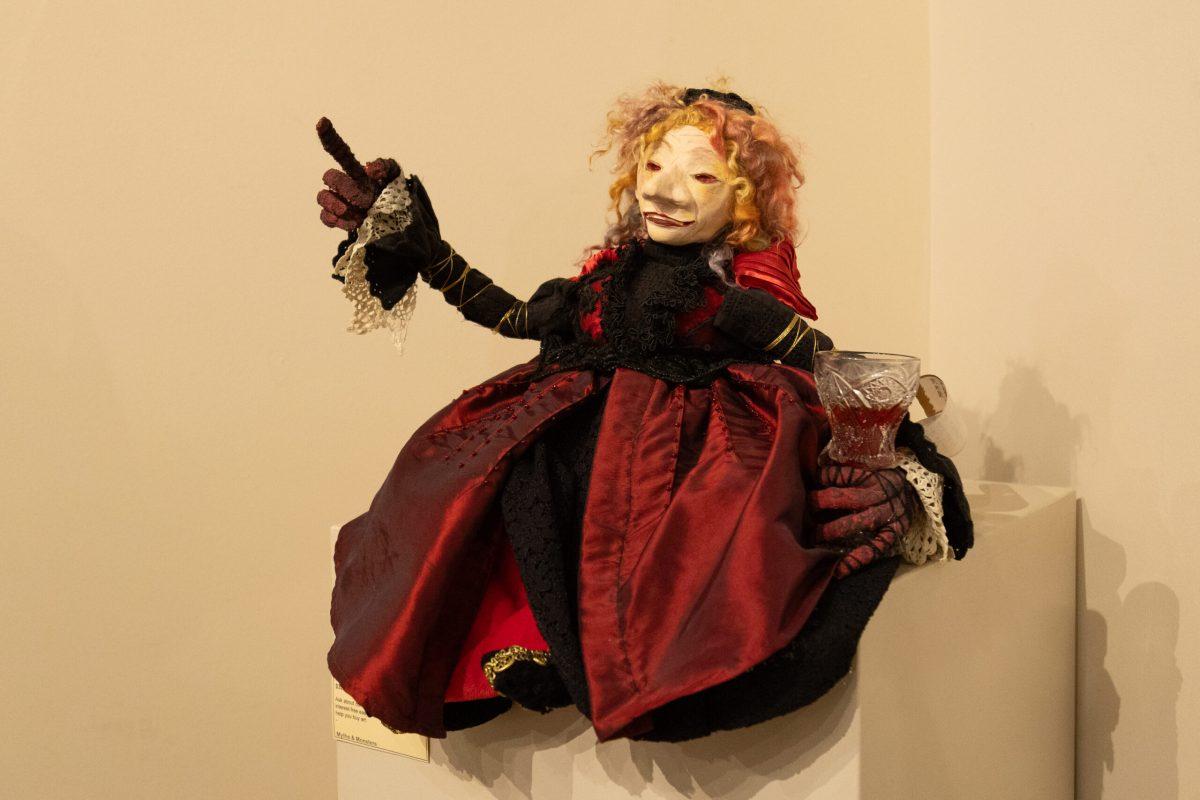 A doll art piece inspired by Bloody Mary being displayed.
