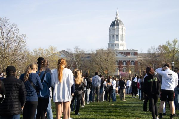 People standing in lines.