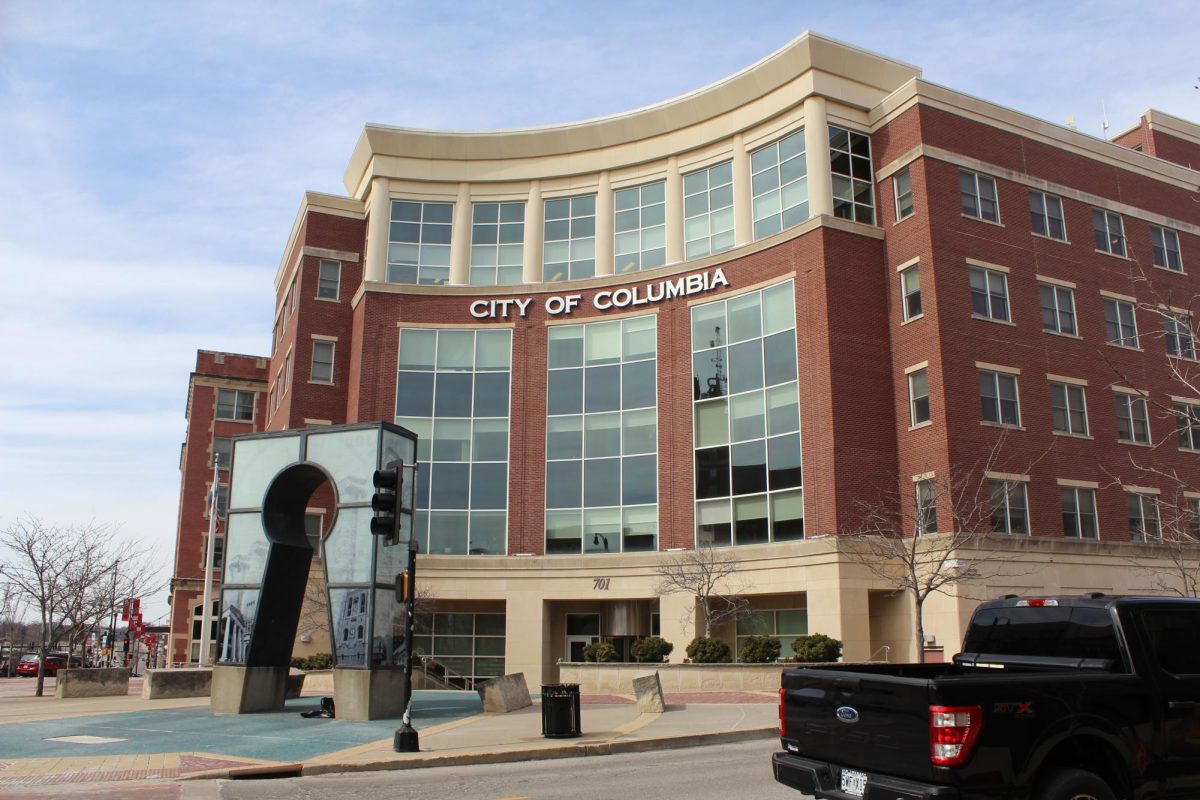 Columbia City Hall is pictured on Saturday, March 8, 2025, in Columbia, Mo. Columbia has set goals to reduce community greenhouse gas emissions by 35% by 2035, 80% by 2050, and 100% by 2060. 