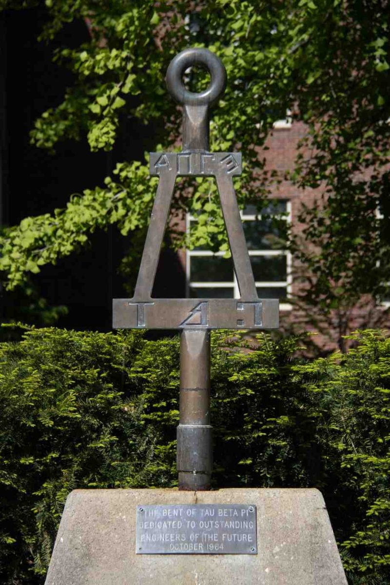 The Tau Beta Pi statue outside of the University of Missouri College of Engineering on Tuesday, April 22, 2025, in Columbia, Mo. The Tau Beta Pi chapter was founded in 1902 and is the second oldest in the nation.