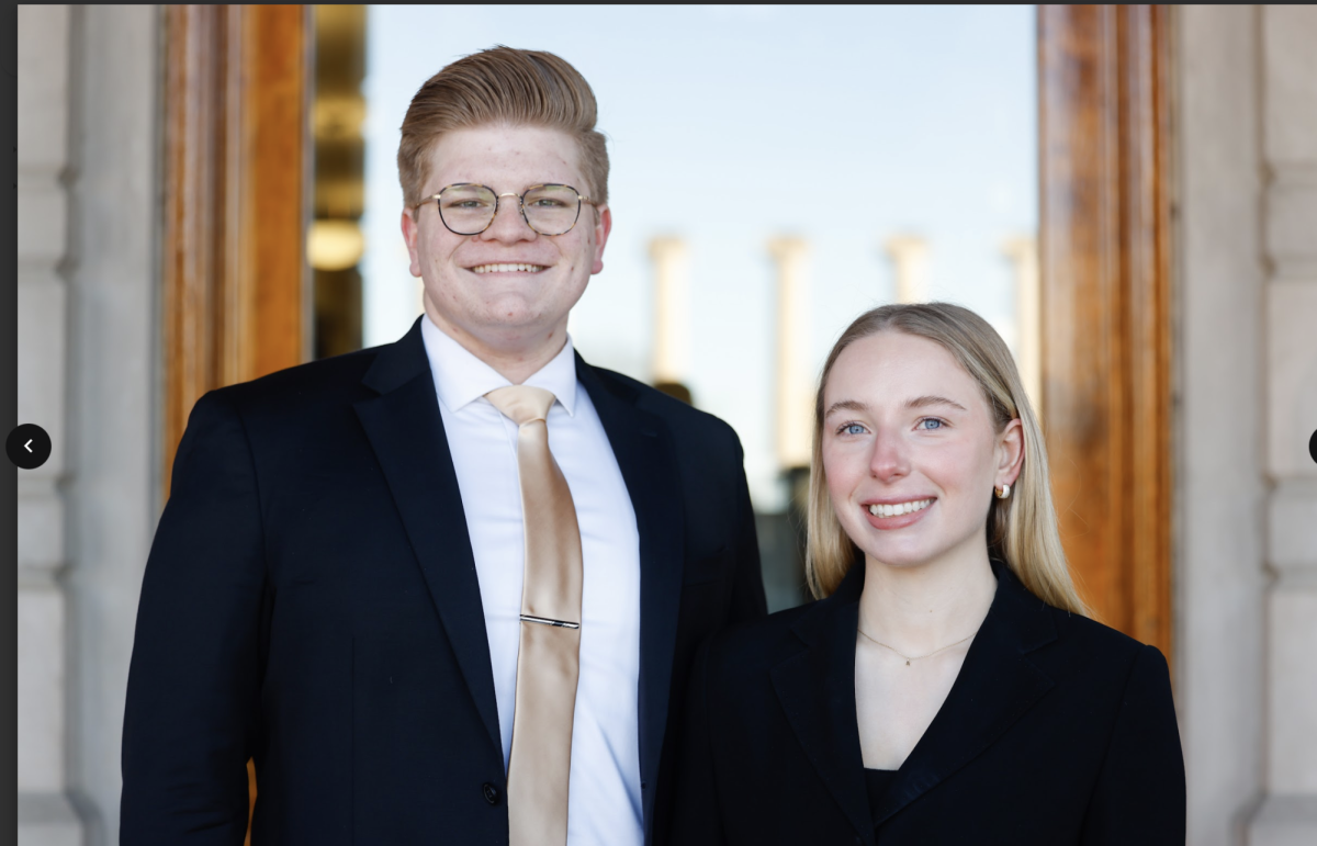 MSA President Logan Kuykendall and Vice President Kaylie Lineback pose on Francis Quadrangle on Thursday, Feb. 13, 2025, in Columbia, Mo. 