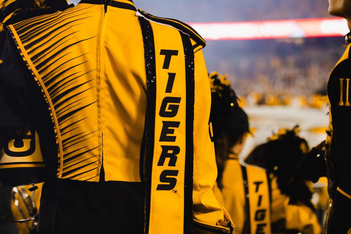 A Marching Mizzou uniform reads Tigers