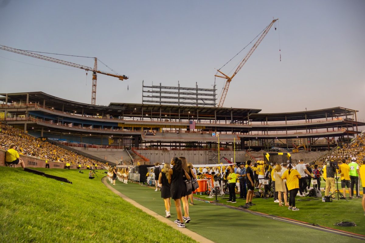 Memorial Stadium north end zone construction takes a break for the football game against Massachusetts on Saturday, Sept. 27, in Columbia, Mo. The construction aims to further enclose the north end zone and add more seating to the stadium in celebration of 100 years since the game was first played there.