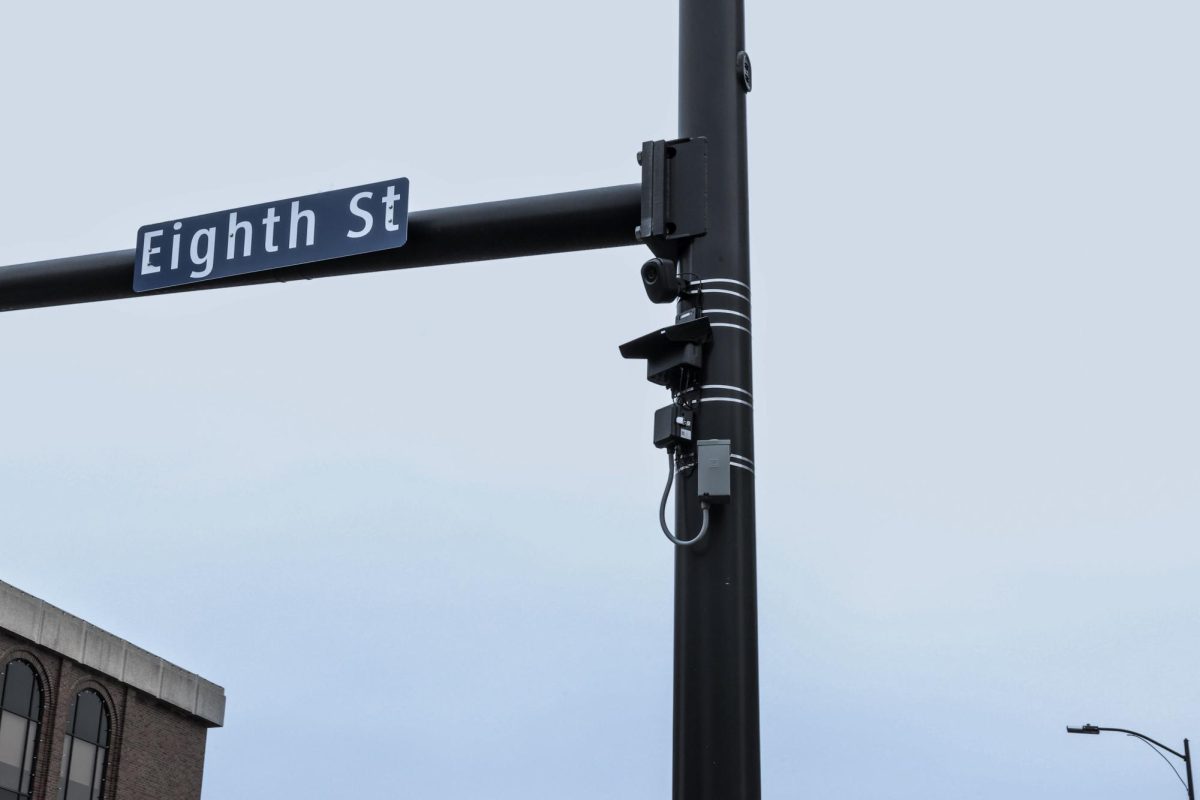 A Flock Safety device sits on the corner of E. Broadway and S Eighth St. on
Thursday, Nov 20. in Columbia, Mo
