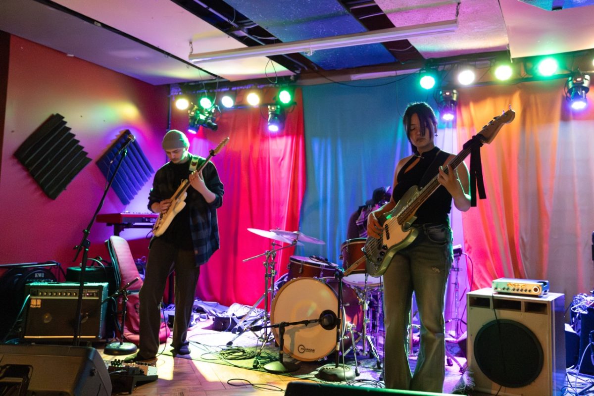  Local Columbia band King Socks performs on stage at the True/False warmup showcase on Feb. 21 at Cafe Berlin in Columbia, Mo. Cafe Berlin hosts “Berlin Nights” in their cafe space turned into a concert stage almost every night of the month.