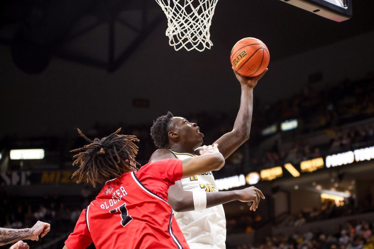 Missouri Senior guard Mark Mitchell dunks against Southeast Missouri State on Friday, Nov. 7, 2025at Mizzou Arena in Columbia, Mo.