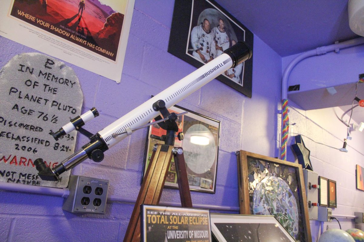 A small telescope is on display at Laws Observatory on Friday, Feb. 20 in Columbia, Mo. Laws Observatory has both new and old telescopes on display in their show room. 